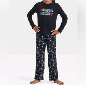 NWT Kids Merry & Bright Pajama Set - Black and Multicolor XL BOY AND GIRL.